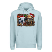 Blue Mist christmas heifers with leopard and cowhide background Premium Hoodie - RanaPortraitStore