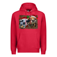 Cardinal christmas heifers with leopard and cowhide background Premium Hoodie - RanaPortraitStore