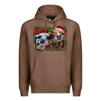 Chestnut christmas heifers with leopard and cowhide background Premium Hoodie - RanaPortraitStore