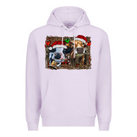 Lilac christmas heifers with leopard and cowhide background Premium Hoodie - RanaPortraitStore