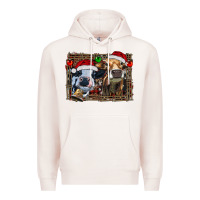 Pale Pink christmas heifers with leopard and cowhide background Premium Hoodie - RanaPortraitStore