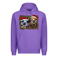 Purple christmas heifers with leopard and cowhide background Premium Hoodie - RanaPortraitStore