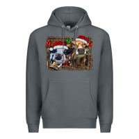 Rock christmas heifers with leopard and cowhide background Premium Hoodie - RanaPortraitStore