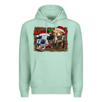 Seafoam christmas heifers with leopard and cowhide background Premium Hoodie - RanaPortraitStore