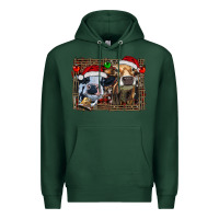 Sports Green christmas heifers with leopard and cowhide background Premium Hoodie - RanaPortraitStore