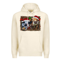 Tofu christmas heifers with leopard and cowhide background Premium Hoodie - RanaPortraitStore