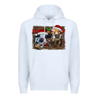 White christmas heifers with leopard and cowhide background Premium Hoodie - RanaPortraitStore