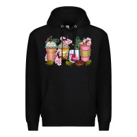 Black flowers coffee cups Premium Hoodie - Zillion Design Studio