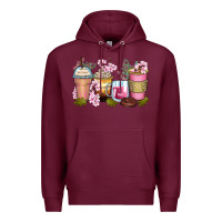 Burgundy flowers coffee cups Premium Hoodie - Zillion Design Studio