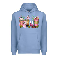 Colony Blue flowers coffee cups Premium Hoodie - Zillion Design Studio