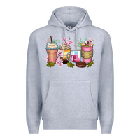 Heather Grey flowers coffee cups Premium Hoodie - Zillion Design Studio