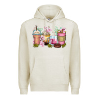 Oatmeal Heather flowers coffee cups Premium Hoodie - Zillion Design Studio