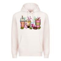 Pale Pink flowers coffee cups Premium Hoodie - Zillion Design Studio