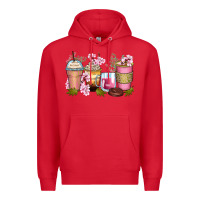 Red flowers coffee cups Premium Hoodie - Zillion Design Studio