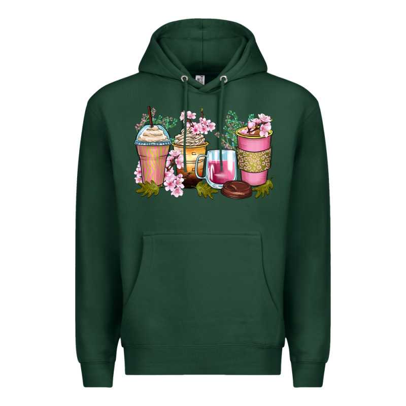 Flowers Coffee Cups Premium Hoodie by Zillion Design Studio | Teevron