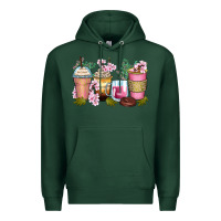 Sports Green flowers coffee cups Premium Hoodie - Zillion Design Studio