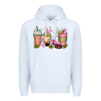 White flowers coffee cups Premium Hoodie - Zillion Design Studio