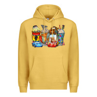 Antique Gold cartoon characters coffee cups Premium Hoodie - Zillion Design Studio