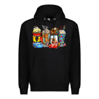Black cartoon characters coffee cups Premium Hoodie - Zillion Design Studio