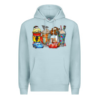 Blue Mist cartoon characters coffee cups Premium Hoodie - Zillion Design Studio