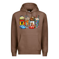 Chestnut cartoon characters coffee cups Premium Hoodie - Zillion Design Studio