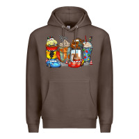 Coffee cartoon characters coffee cups Premium Hoodie - Zillion Design Studio