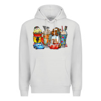 Dove Grey cartoon characters coffee cups Premium Hoodie - Zillion Design Studio
