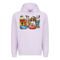 Lilac cartoon characters coffee cups Premium Hoodie - Zillion Design Studio