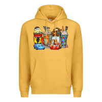 Mustard cartoon characters coffee cups Premium Hoodie - Zillion Design Studio