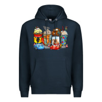 Navy cartoon characters coffee cups Premium Hoodie - Zillion Design Studio