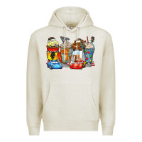 Oatmeal Heather cartoon characters coffee cups Premium Hoodie - Zillion Design Studio