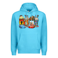 Ocean Blue cartoon characters coffee cups Premium Hoodie - Zillion Design Studio