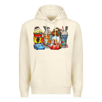 Sandshell cartoon characters coffee cups Premium Hoodie - Zillion Design Studio