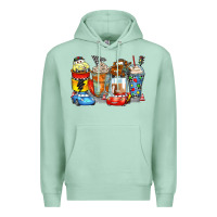Seafoam cartoon characters coffee cups Premium Hoodie - Zillion Design Studio