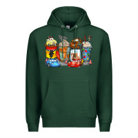 Sports Green cartoon characters coffee cups Premium Hoodie - Zillion Design Studio
