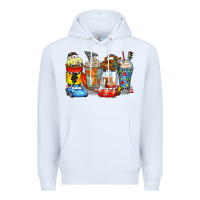 White cartoon characters coffee cups Premium Hoodie - Zillion Design Studio