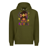 Army Green bead me mardi gras afro messy bun Premium Hoodie - texasbilliewilder