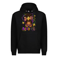 Black bead me mardi gras afro messy bun Premium Hoodie - texasbilliewilder
