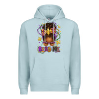 Blue Mist bead me mardi gras afro messy bun Premium Hoodie - texasbilliewilder