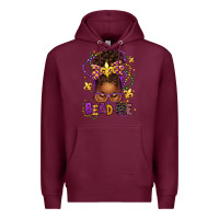 Burgundy bead me mardi gras afro messy bun Premium Hoodie - texasbilliewilder