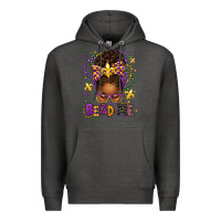 Charcoal Heather bead me mardi gras afro messy bun Premium Hoodie - texasbilliewilder