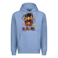 Colony Blue bead me mardi gras afro messy bun Premium Hoodie - texasbilliewilder