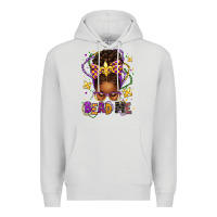 Dove Grey bead me mardi gras afro messy bun Premium Hoodie - texasbilliewilder