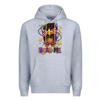 Heather Grey bead me mardi gras afro messy bun Premium Hoodie - texasbilliewilder