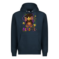Navy bead me mardi gras afro messy bun Premium Hoodie - texasbilliewilder