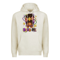 Oatmeal Heather bead me mardi gras afro messy bun Premium Hoodie - texasbilliewilder
