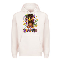 Pale Pink bead me mardi gras afro messy bun Premium Hoodie - texasbilliewilder