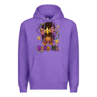 Purple bead me mardi gras afro messy bun Premium Hoodie - texasbilliewilder