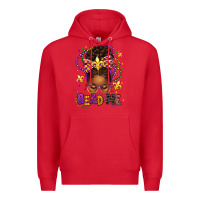 Red bead me mardi gras afro messy bun Premium Hoodie - texasbilliewilder