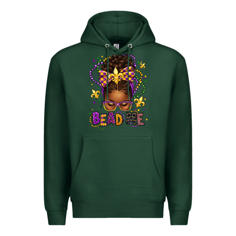 Bead Me Mardi Gras Afro Messy Bun Premium Hoodie by texasbilliewilder | Teevron